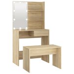 vidaXL Ensemble de coiffeuse avec LED Chêne Sonoma Bois d'ingénierie