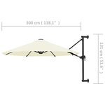 vidaXL Parasol mural avec mât métallique 300 cm Sable