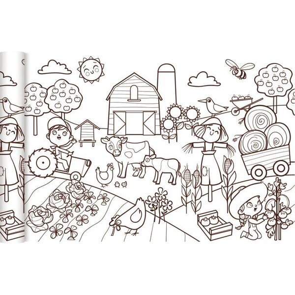 Fresque à colorier Le petit monde agricole
