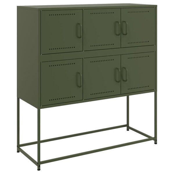 vidaXL Buffet vert olive 100 5x39x107 cm acier laminé à froid