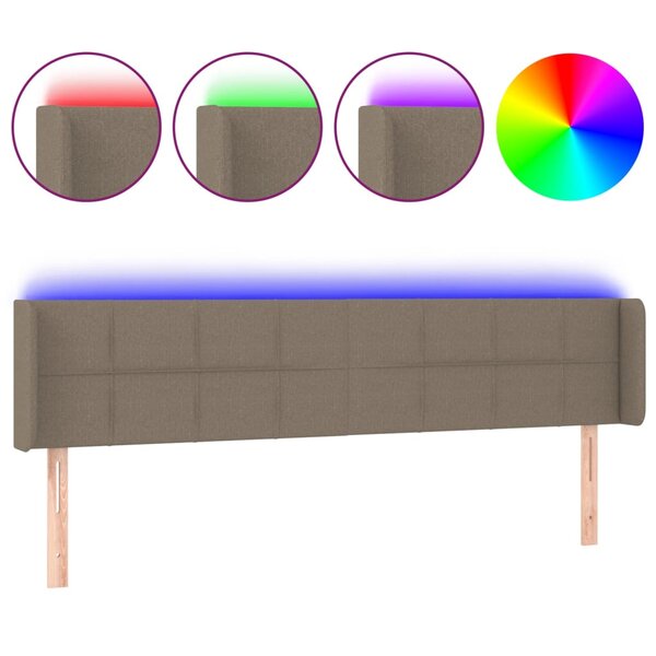vidaXL Tête de lit à LED Taupe 203x16x78/88 cm Tissu