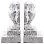 Serre-livres 2 Pièces Argent 12x9x19 cm Aluminium Hibou