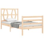 vidaXL Cadre de lit avec tête de lit 90x200 cm bois massif