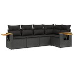 vidaXL Salon de jardin 5 Pièces avec coussins noir résine tressée