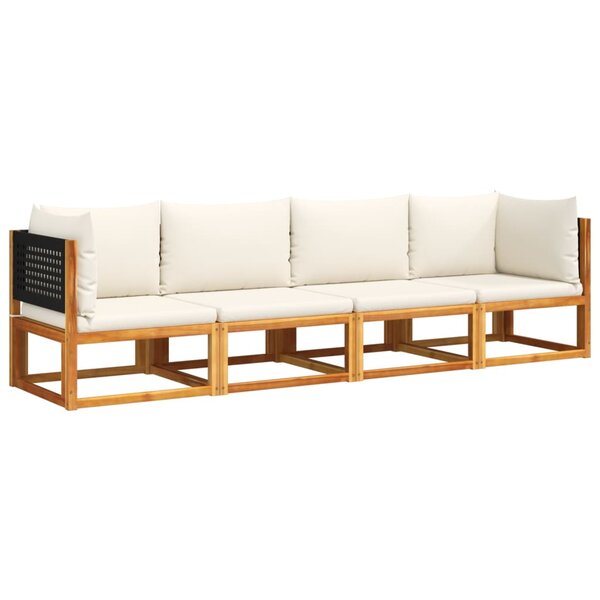 vidaXL Salon de jardin avec coussins 4 Pièces bois d'acacia massif