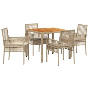 vidaXL Ensemble de salle à manger pour jardin 5 Pièces Beige polyrotin