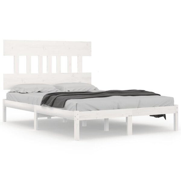 vidaXL Cadre de lit Blanc Bois massif 120x190 cm Petit double