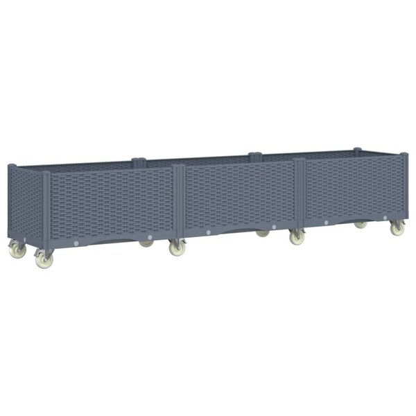 vidaXL Jardinière à roulettes gris 240x50x54 cm PP