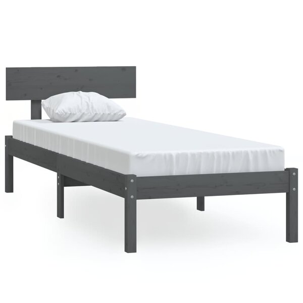 vidaXL Cadre de lit Gris Bois de pin massif 100x200 cm