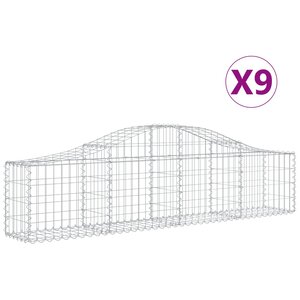 vidaXL Paniers à gabions arqués 9 Pièces 200x30x40/60 cm Fer galvanisé