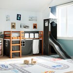 vidaXL Lit mezzanine enfants et tour blanc/noir 90x200 cm pin massif