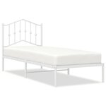 vidaXL Cadre de lit métal sans matelas avec tête de lit blanc 75x190cm
