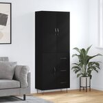 vidaXL Buffet haut Noir 69 5x34x180 cm Bois d'ingénierie