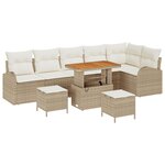 Ensemble de canapé de jardin vidaXL 9 pièces avec coussins Beige Rotin synthétique Acacia