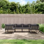 vidaXL Salon de jardin 6 Pièces avec coussins anthracite résine tressée