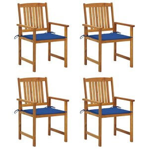 vidaXL Chaises de jardin avec coussins lot de 4 Bois d'acacia massif