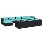 vidaXL Salon de jardin 10 Pièces avec coussins Noir Résine tressée