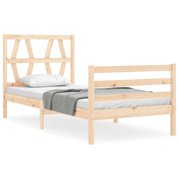 vidaXL Cadre de lit avec tête de lit 90x200 cm bois massif