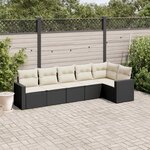 vidaXL Salon de jardin 6 Pièces avec coussins noir résine tressée