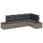 vidaXL Ensemble de canapé de jardin 5 pièces avec coussins gris poly rattan