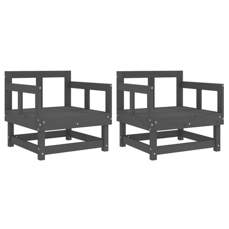 vidaXL Chaises de jardin lot de 2 gris bois massif de pin