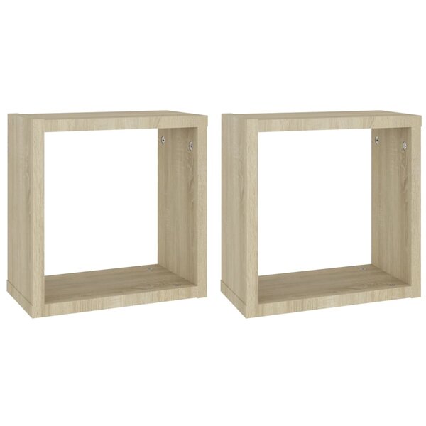 vidaXL Étagères cube murales 2 Pièces chêne sonoma 30x15x30 cm