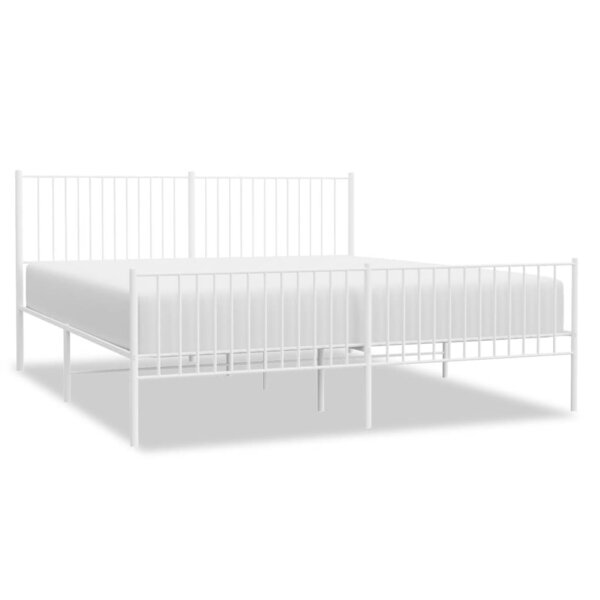 vidaXL Cadre de lit métal avec tête de lit/pied de lit blanc 200x200cm