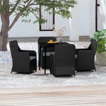 vidaXL Ensemble à manger de jardin avec coussins 5 Pièces Noir