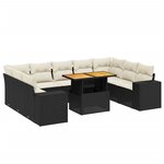 vidaXL Salon de jardin 10 Pièces avec coussins noir résine tressée