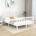vidaXL Cadre de lit Blanc Bois massif 120x190 cm Petit double