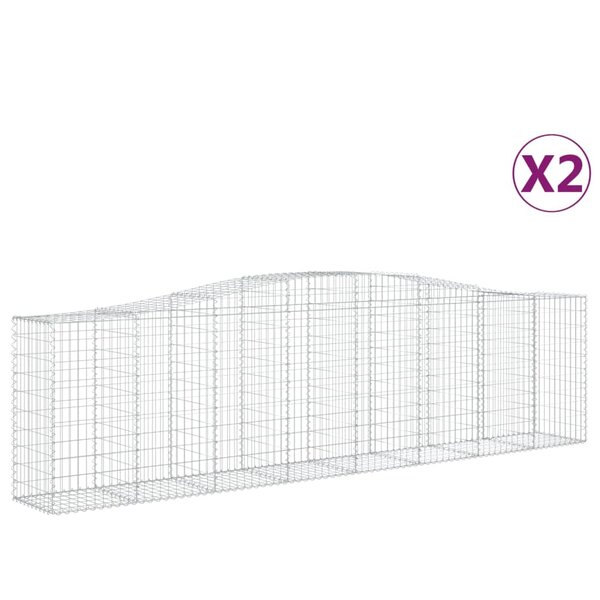 vidaXL Paniers à gabions arqués 2 Pièces 400x50x100/120 cm Fer galvanisé