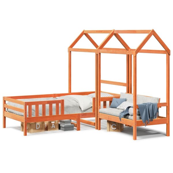 vidaXL Ensemble de lit et de banc avec toit sans matelas 100x200 cm