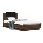 vidaXL Cadre de lit tête de lit et lumières LED chêne marron 90x200 cm