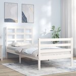 vidaXL Cadre de lit avec tête de lit blanc petit simple bois massif