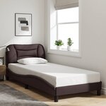 vidaXL Cadre de lit avec lumières LED marron foncé 90x200 cm tissu
