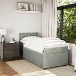 vidaXL Sommier à lattes de lit et matelas Gris clair 90x190 cm Velours