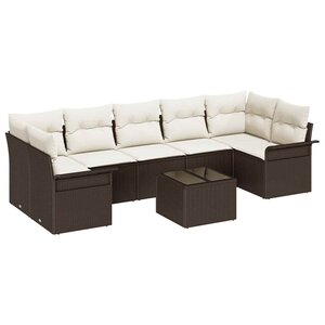 vidaXL Ensemble de canapé de jardin 8 Pièces Marron et Crème polyrotin