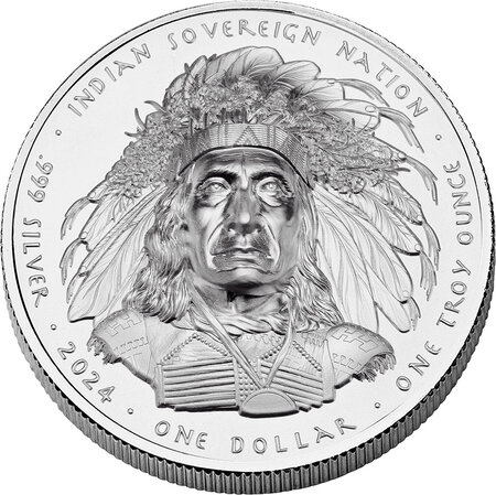 Pièce de monnaie en Argent 1 Dollar g 31.1 (1 oz) Millésime 2024 Indian Chief RED CLOUD