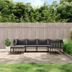 vidaXL Salon de jardin 6 Pièces avec coussins anthracite résine tressée