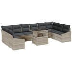 vidaXL Ensemble de Canapé de Jardin de 11 Pièces avec Coussins Gris Clair en Poly Rattan