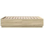 vidaXL Cadre de lit avec lumières LED chêne sonoma 135x190 cm