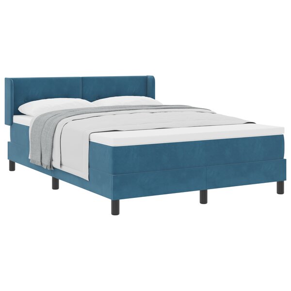 Lit Box Spring vidaXL avec Matelas Bleu Foncé 140x190 cm Velours