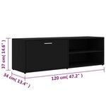 vidaXL Meuble TV Noir 120x34x37 cm Bois d’ingénierie