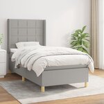 vidaXL Sommier à lattes de lit avec matelas Gris clair 90x200 cm Tissu