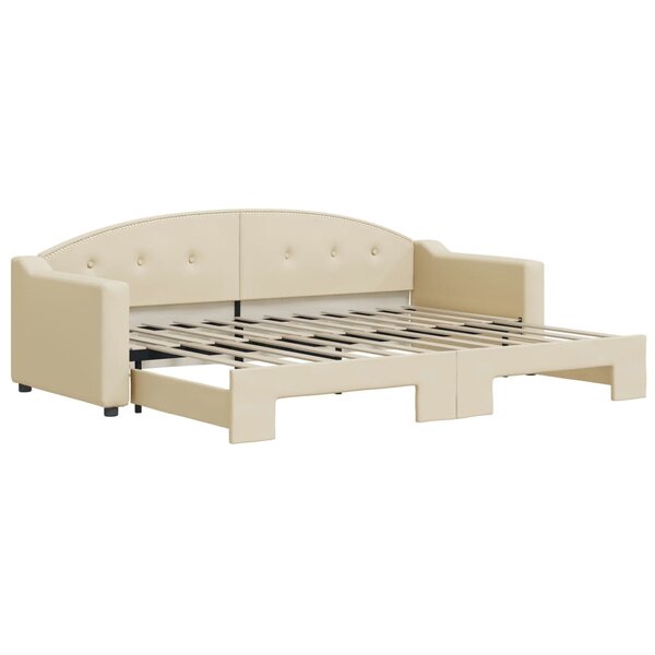 vidaXL Lit de jour avec lit gigogne crème 80x200 cm tissu