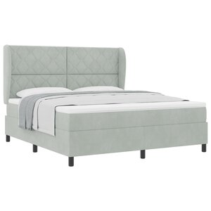 Lit Box Spring vidaXL avec Matelas Gris Clair 180x200 cm Velours