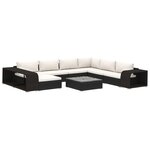 vidaXL Salon de jardin 10 Pièces avec coussins résine tressée noir