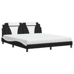 vidaXL Lit avec matelas noir et blanc 180x200 cm similicuir