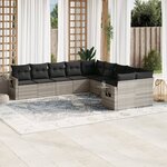 vidaXL Salon de jardin avec coussins 10 Pièces gris clair résine tressée