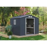 Abri de jardin en métal 5 29 m² - 277 x 191 x 202 cm - Kit d'ancrage inclus - Gris
